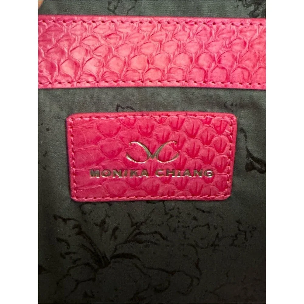MONIKA CHIANG NWT Colorblock Embossed Leather Clutch  Bag Pink Orange Purse Y2K